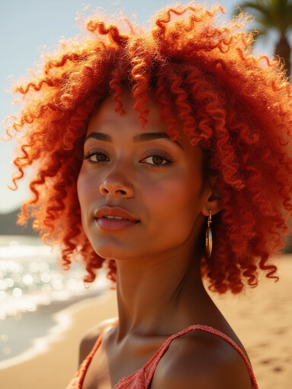 vibrant coral summer hair