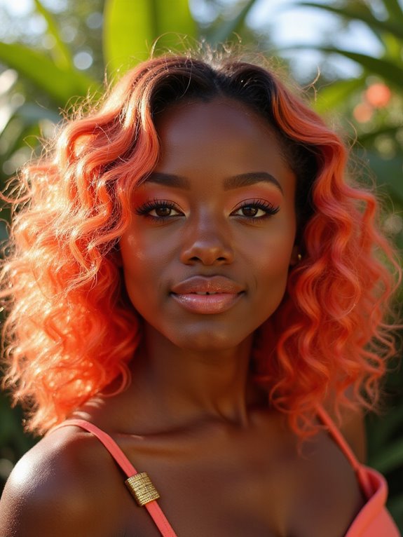 vibrant coral summer hair