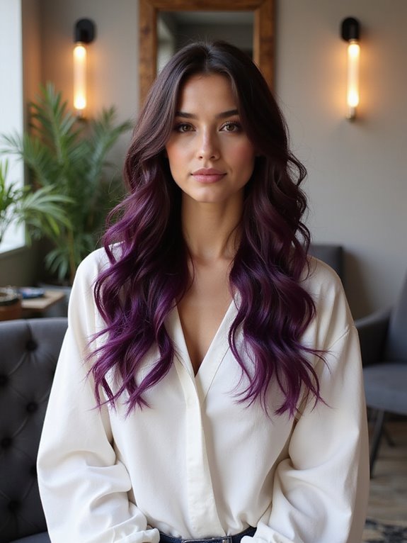 vibrant deep plum hair