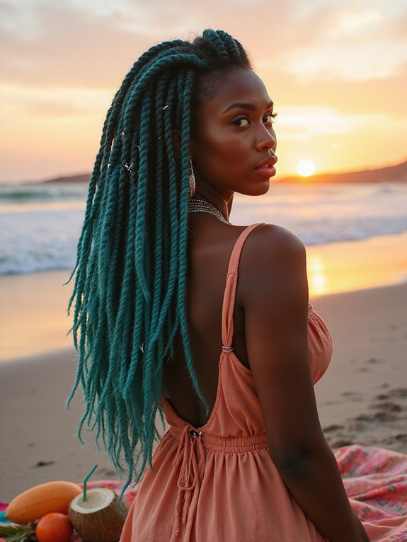 vibrant deep teal locs