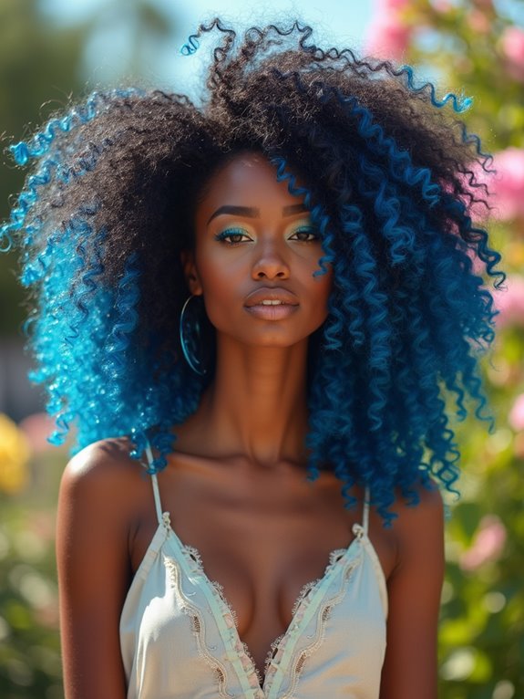 vibrant electric blue curls