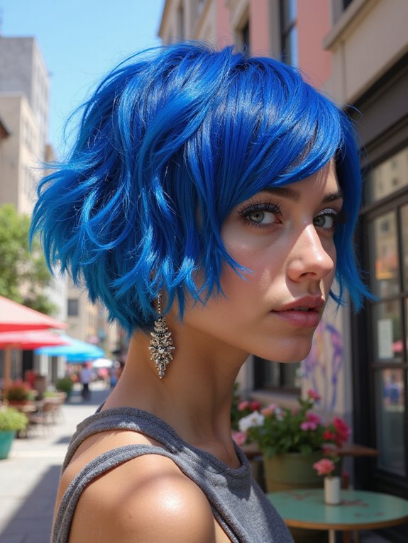 vibrant electric blue hair