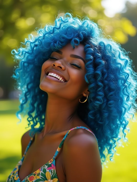 vibrant electric blue hair