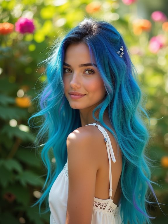 vibrant electric blue hairstyle