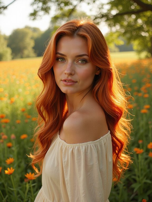 vibrant fiery copper highlights