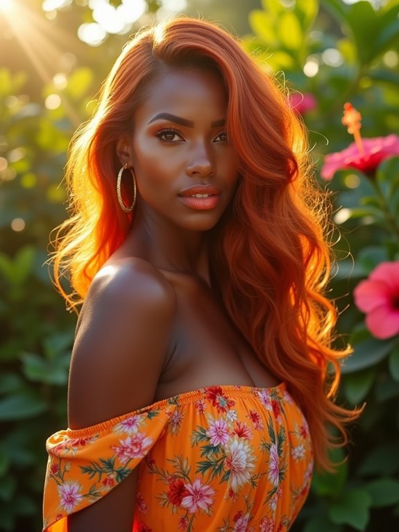 vibrant fiery orange hues