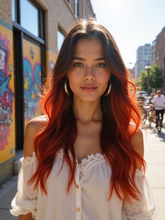 vibrant fiery red accents