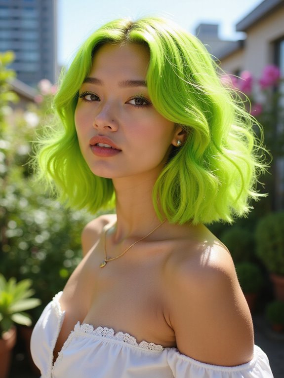 vibrant lime green haircare