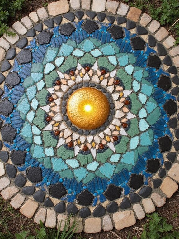 vibrant mandala pebble mosaics