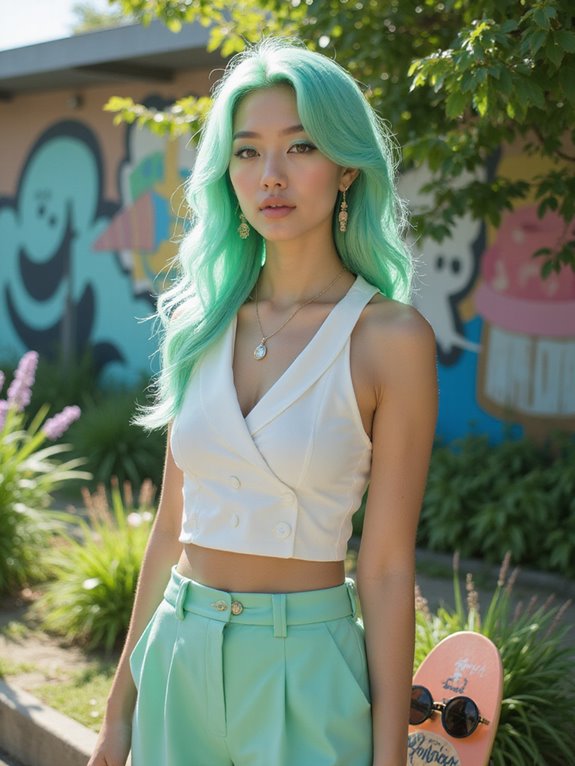 vibrant mint green hairstyles