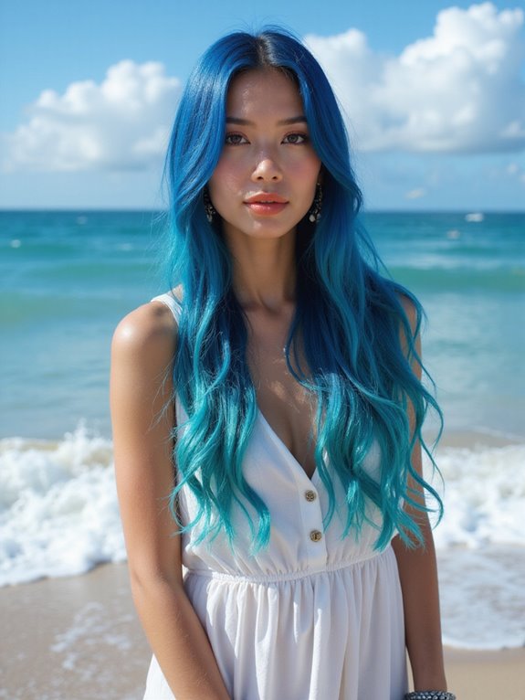 vibrant ocean blue hair