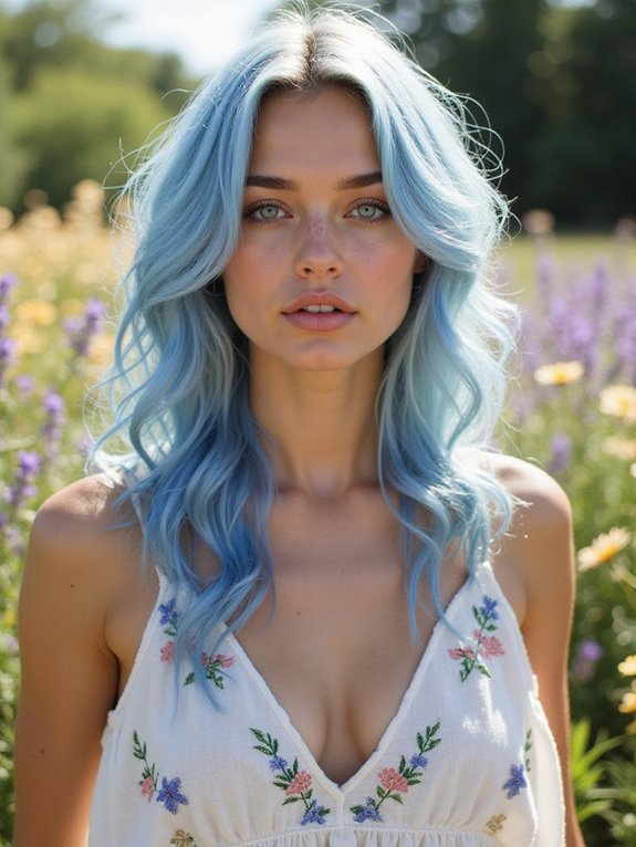 vibrant pastel blue hair