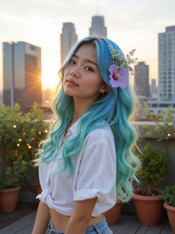 vibrant pastel blue hair