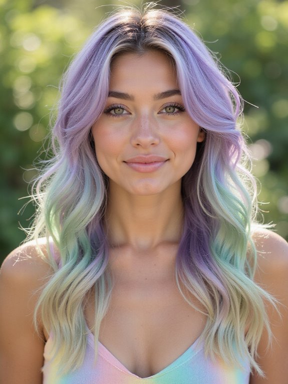 bold pastel rainbow hair