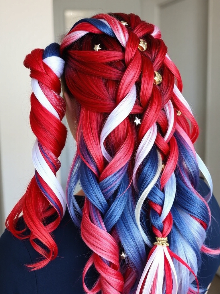 vibrant patriotic ponytail design