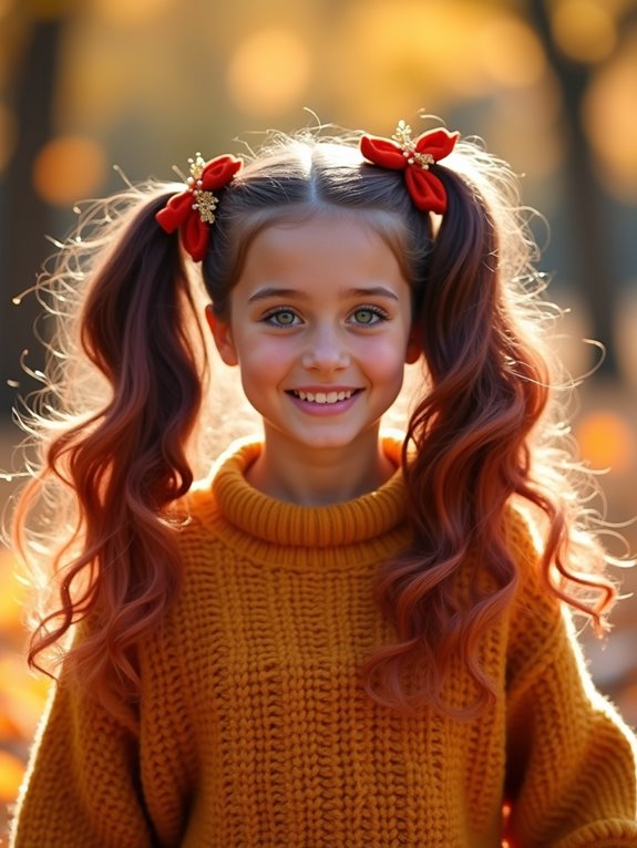 vibrant pigtails with accessories