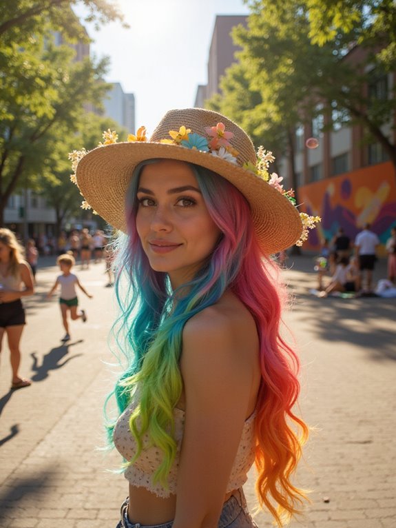 vibrant rainbow hair styles
