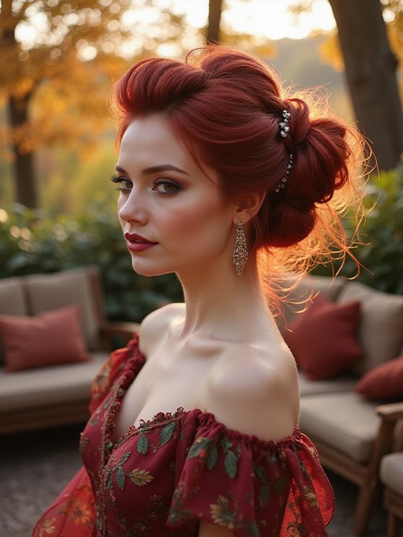 vibrant raspberry red updo