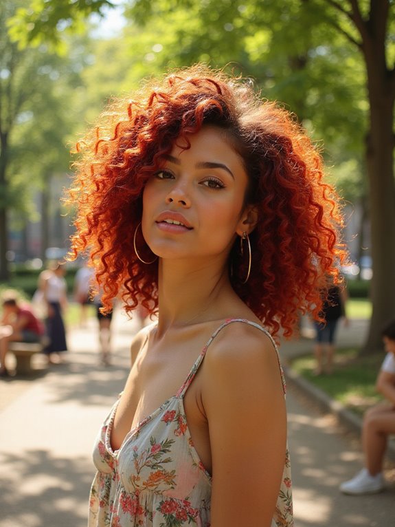 vibrant red curly hair
