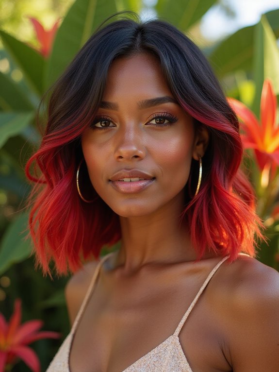 vibrant red summer ombre