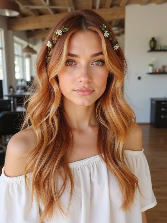 vibrant strawberry blonde balayage