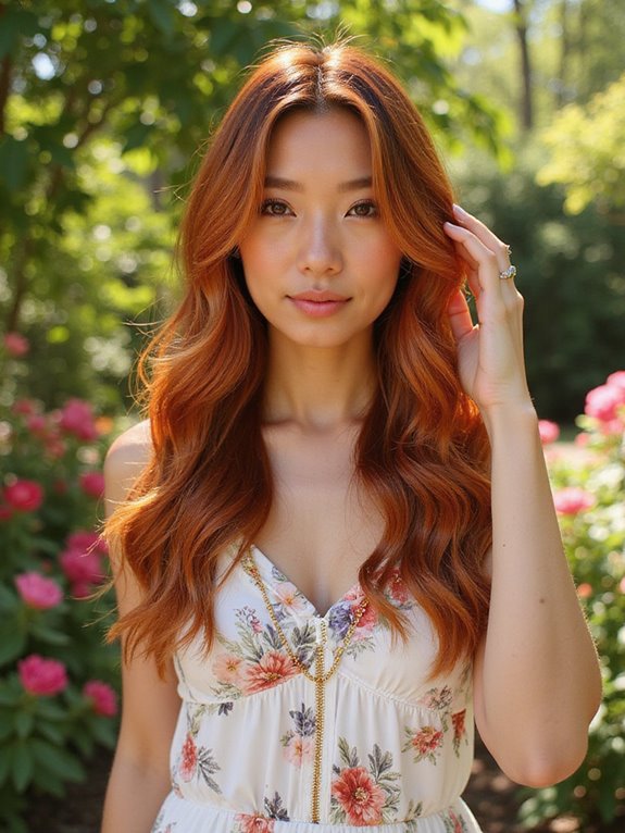 vibrant summer copper balayage