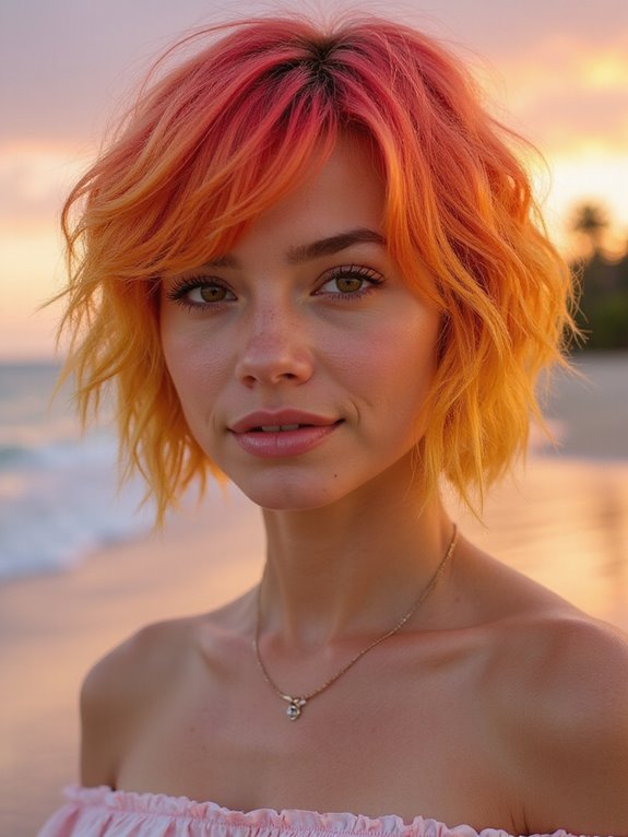 vibrant sunset ombre hairstyle