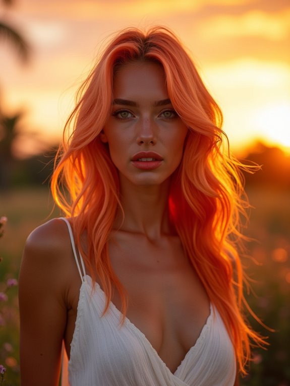 vibrant sunset orange hairstyle