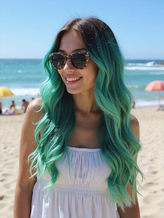 vibrant teal green ombre