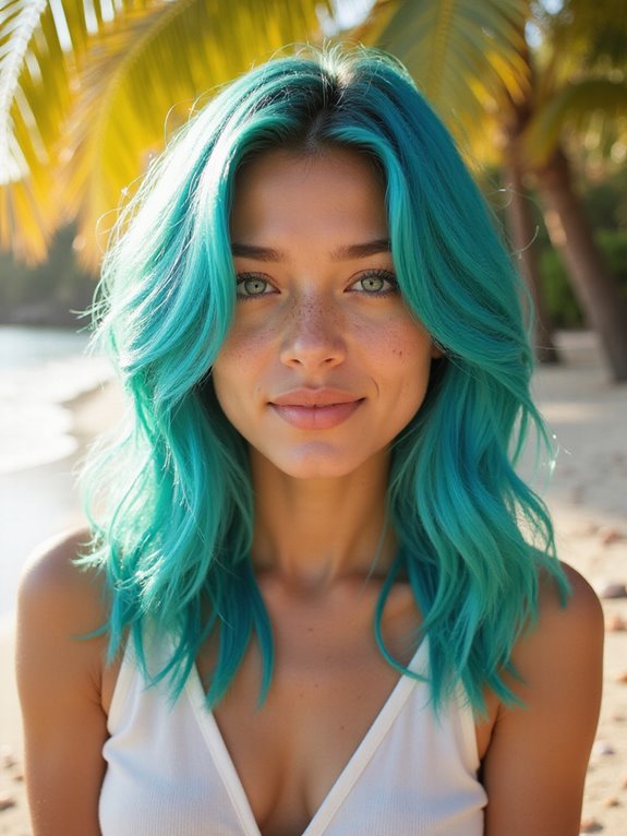vibrant teal hair tips