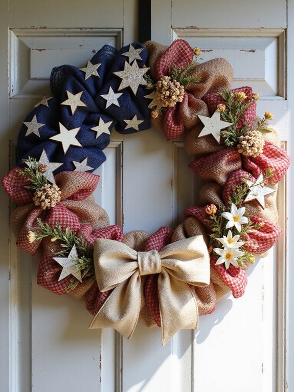 vintage flag wreath crafting