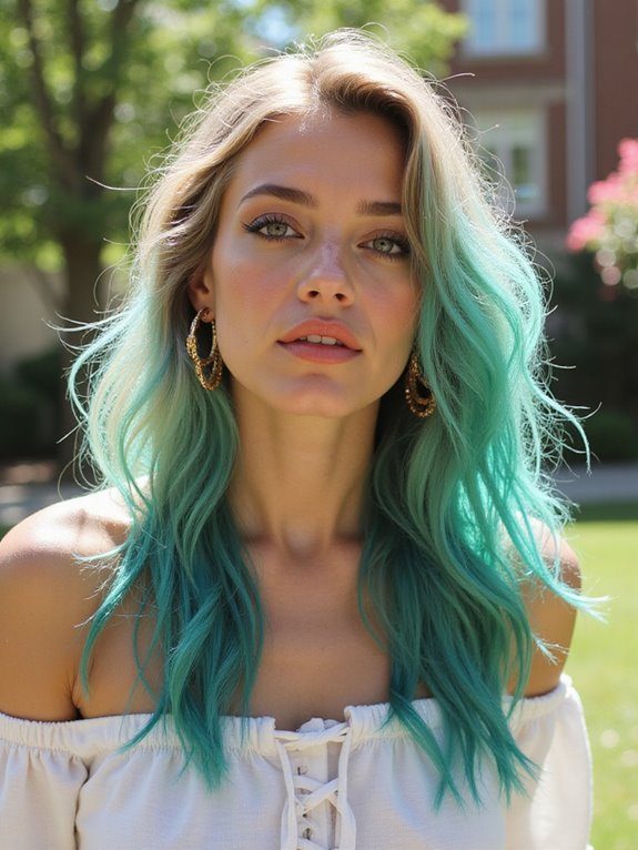 vivid teal summer hairstyle