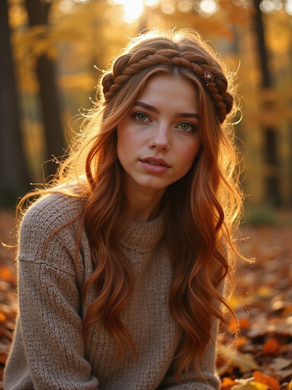 warm braided crown hairstyle