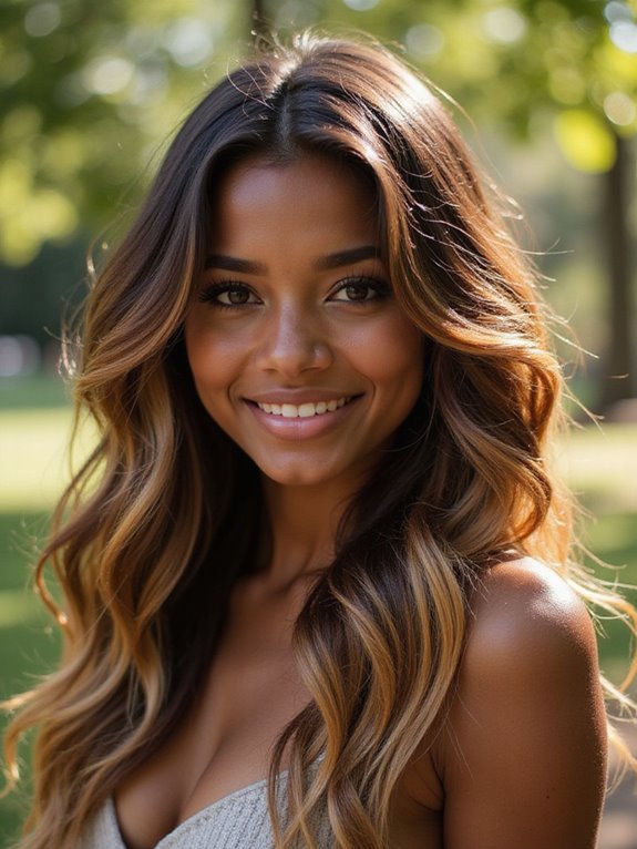 golden caramel balayage effect