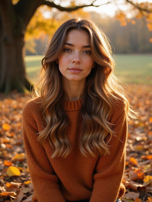 warm caramel ombre highlights
