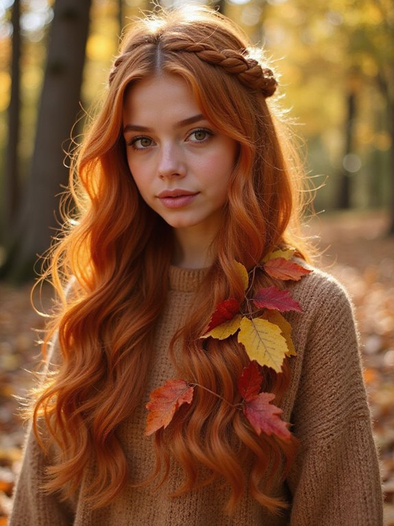 waterfall braid with leaves