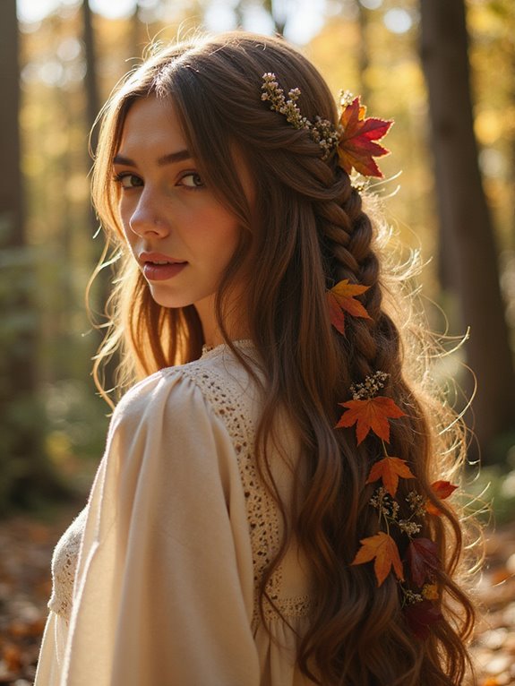 whimsical boho leaf braids