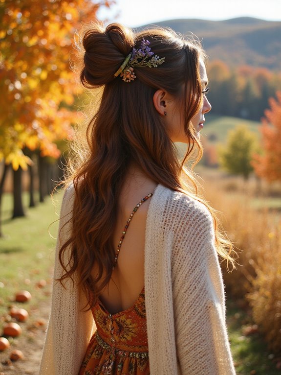 whimsical boho rubber band updo