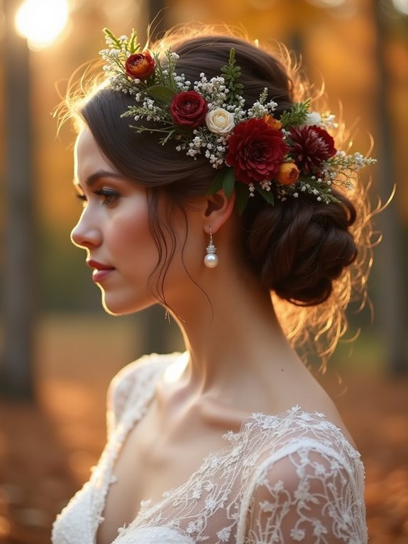 dreamy floral halo updo