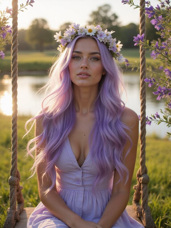 whimsical pastel lavender hair