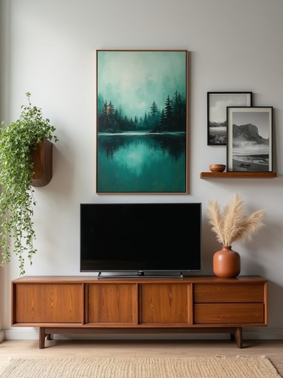 artful decor enhances tv area
