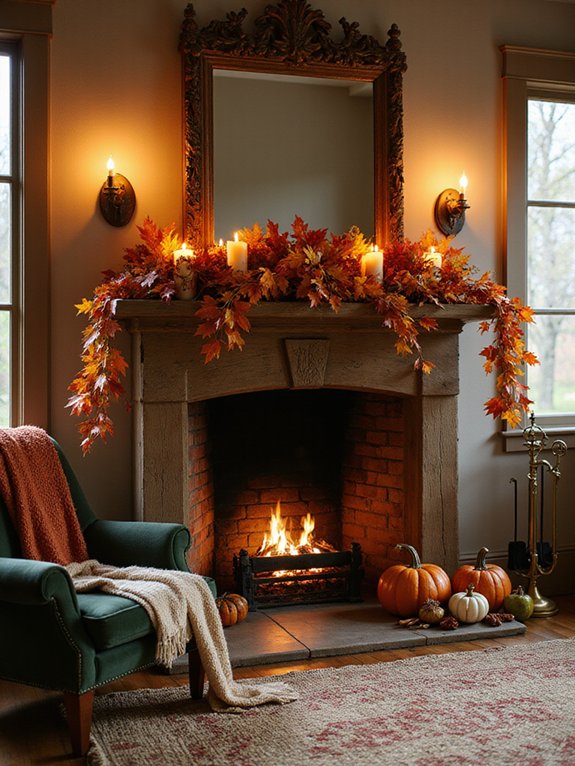 autumn fireplace decoration ideas