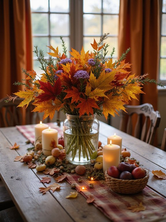 autumn foliage dining centerpiece