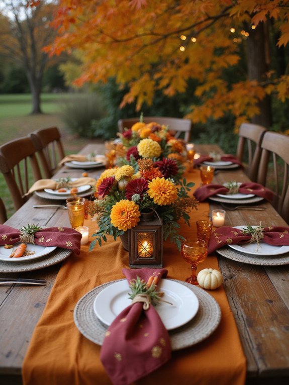 autumn themed cozy dinner setting