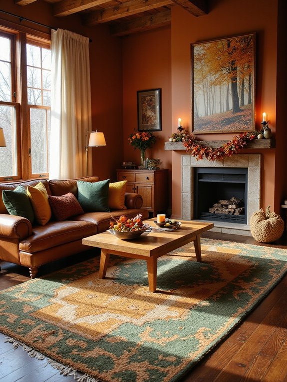 autumn themed cozy living rugs
