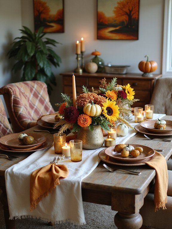 autumn themed festive table settings