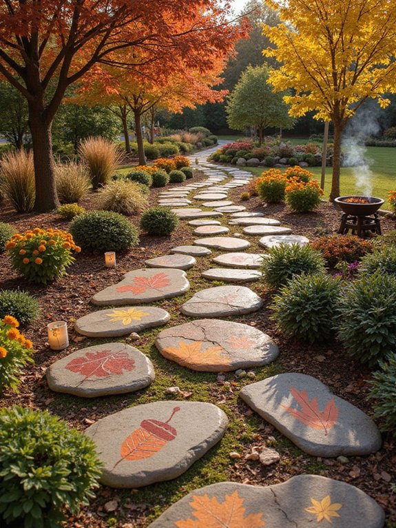 autumn themed stone path design