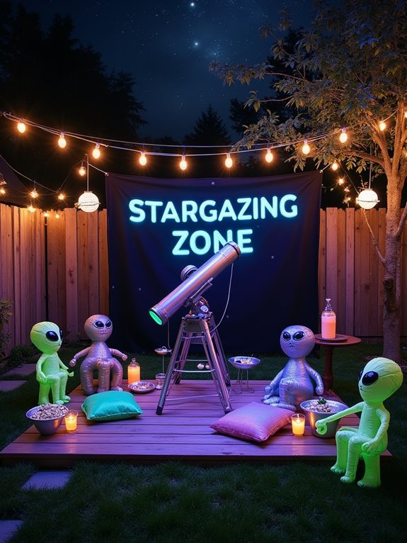 backyard stargazing party setup