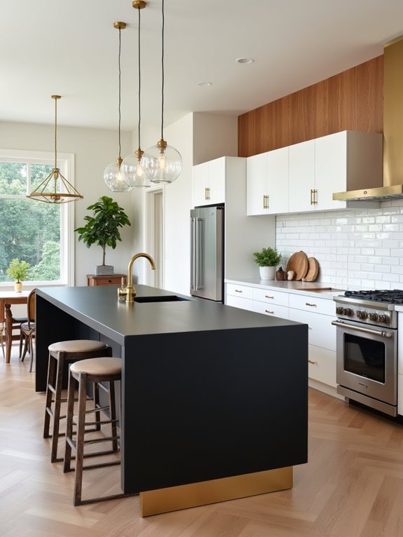 black island white cabinets