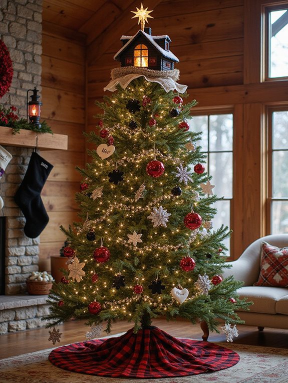 black white red decorations